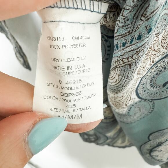 Y2K Reality Asymmetrical Paisley Tunic Top Sheer Blue Boho Romantic Fairy Witchy - Picture 7 of 7